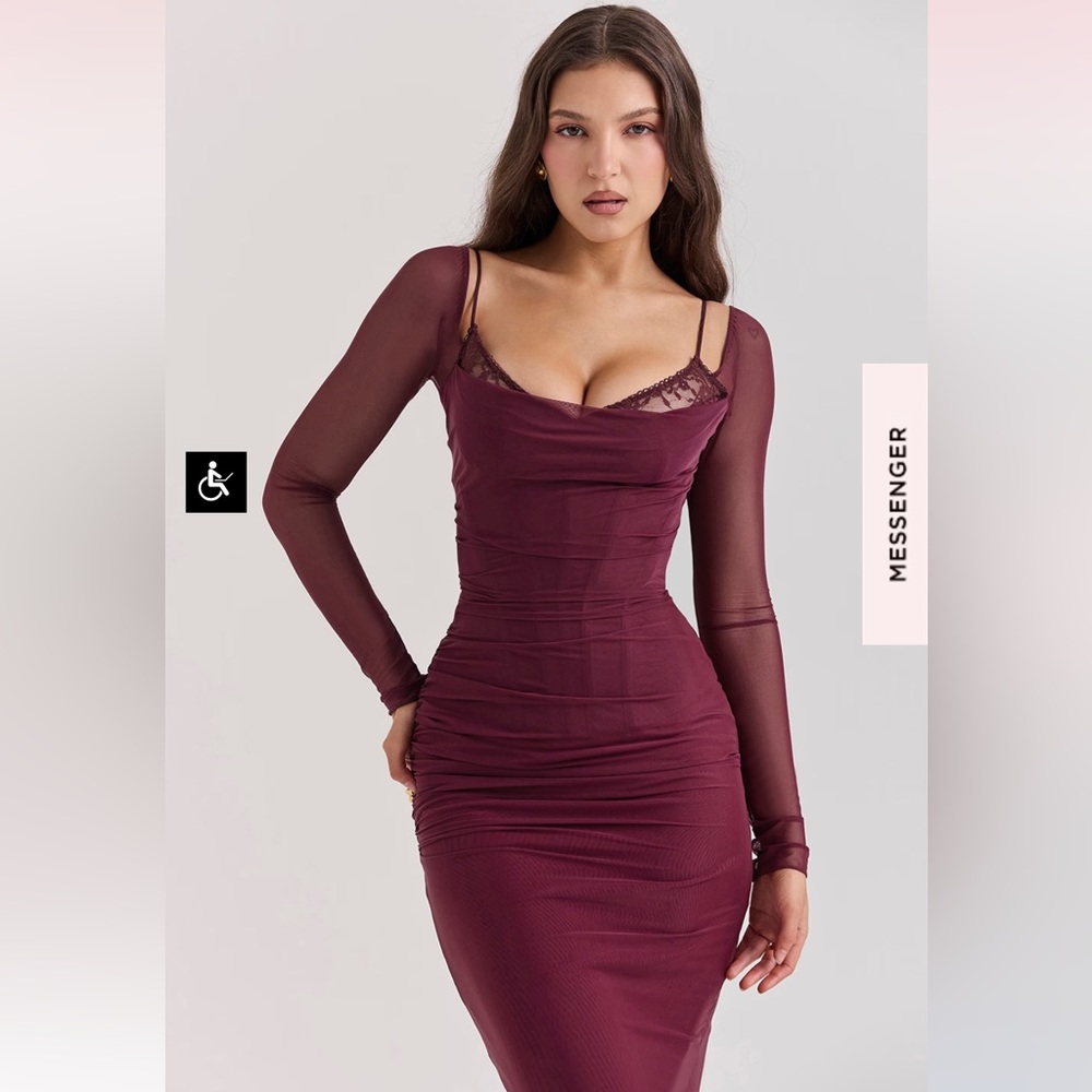 House of CB Katarina dress in wine A-C cup